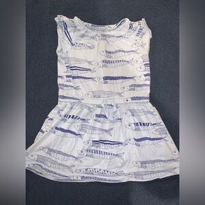 Tea Collection Blue and White Pleated Sundress